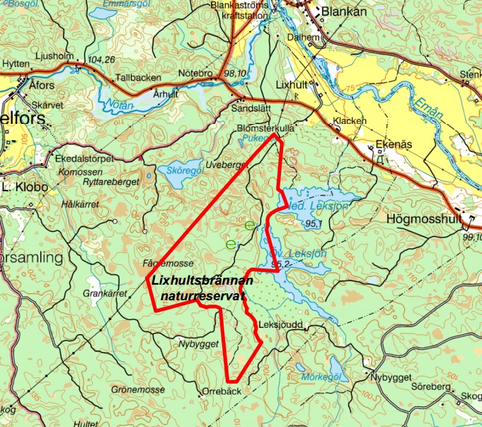 Karta över Lixhultsbrännan